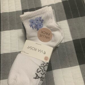 Women's White and Blue Socks